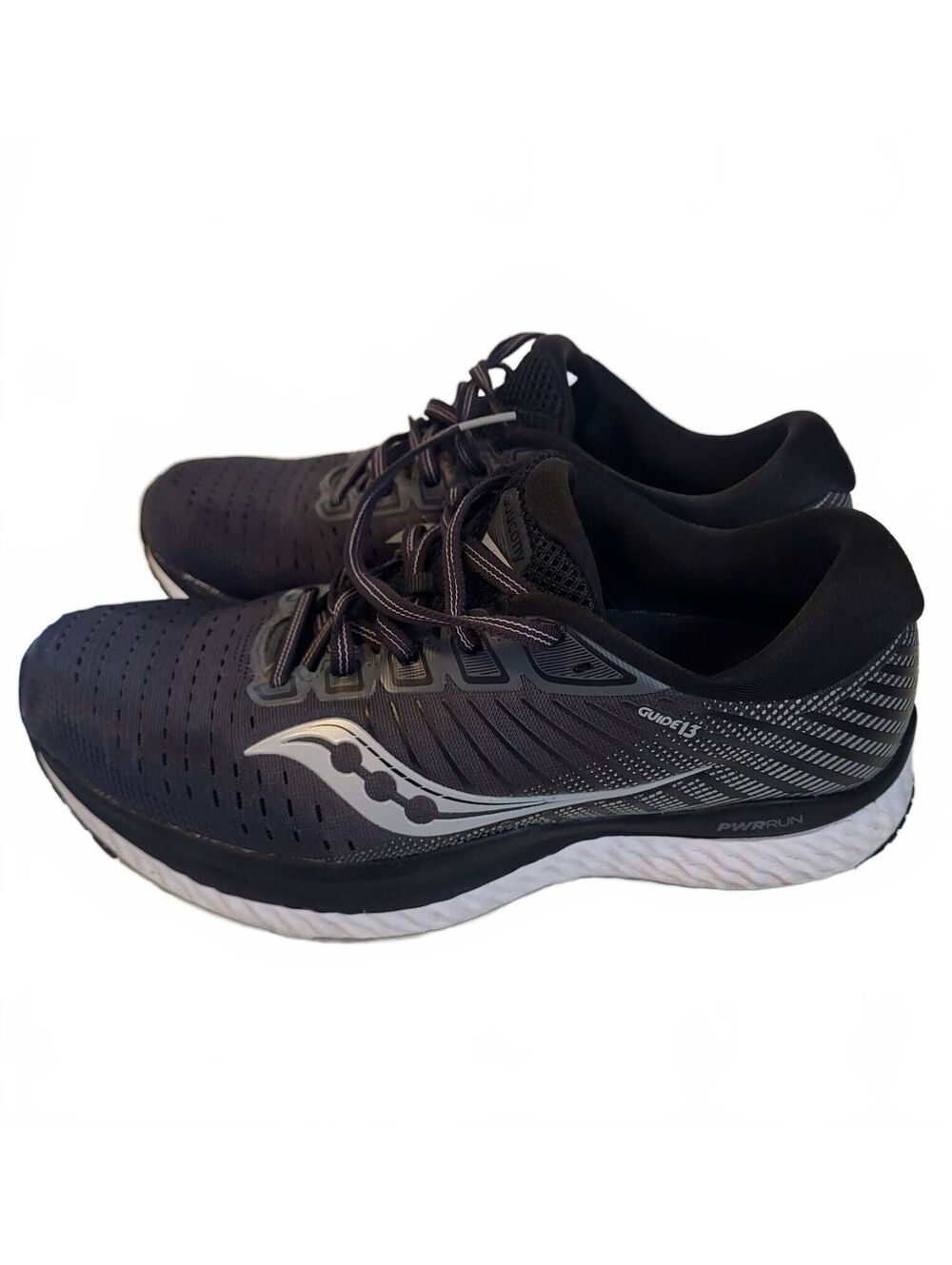 Saucony Men's Guide 13 Running Shoes Size 7.5 Black with White Sole